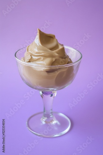 Wallpaper Mural Close-up mocha mousse pudding in a glass on purple background  Torontodigital.ca