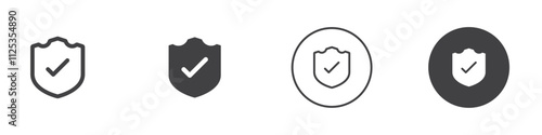 Shield check mark icon Simple outline vector logo