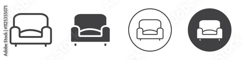 Sofa icon Simple outline vector logo