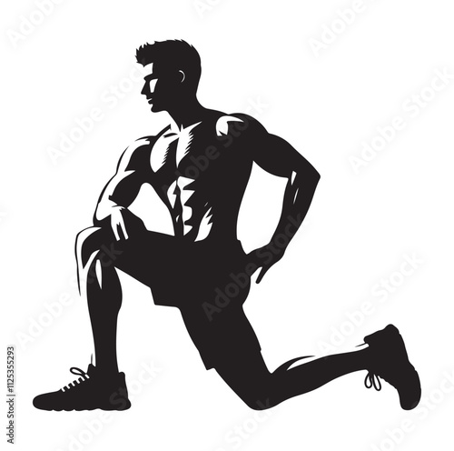 man working out Silhouette vector illustration