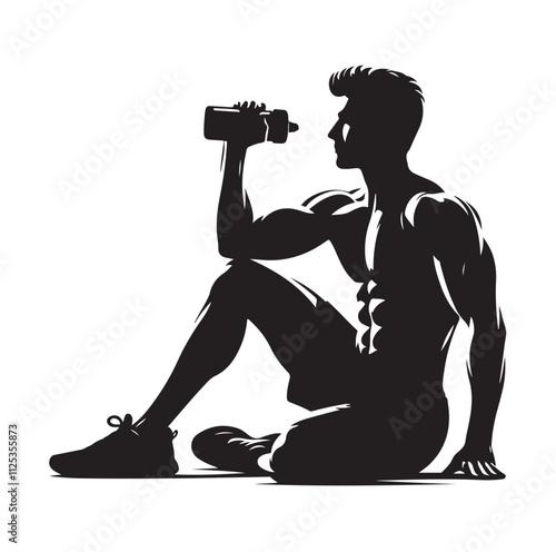 man working out Silhouette vector illustration