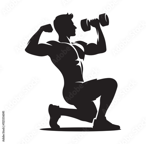 man working out Silhouette vector illustration