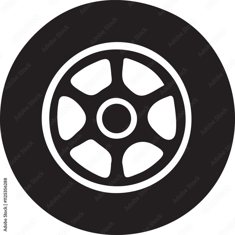 Black Car Wheel Silhouette Vector Icon Design Black Car Wheel Silhouette Vector Icon Design