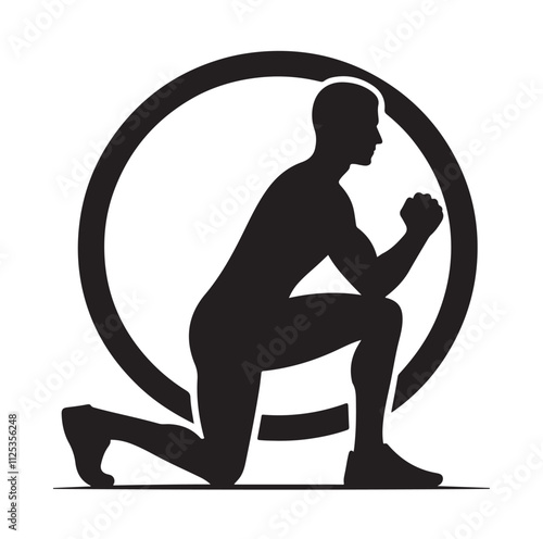 man working out Silhouette vector illustration