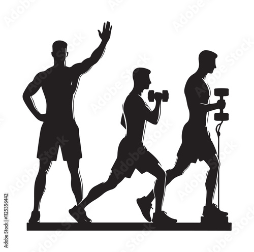 man working out Silhouette vector illustration