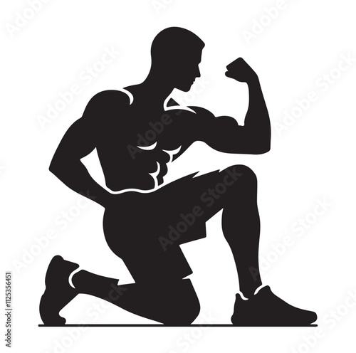 man working out Silhouette vector illustration