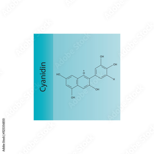 Cyanidin skeletal structure diagram.anthocyanin compound molecule scientific illustration.