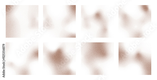 Set of mocha mousse minimalistic retro shapes. Backgrounds with pixel monochrome gradient. Square bitmap elements.