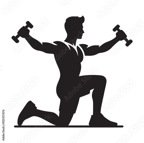 man working out Silhouette vector illustration
