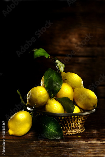 lemons in a basket photo