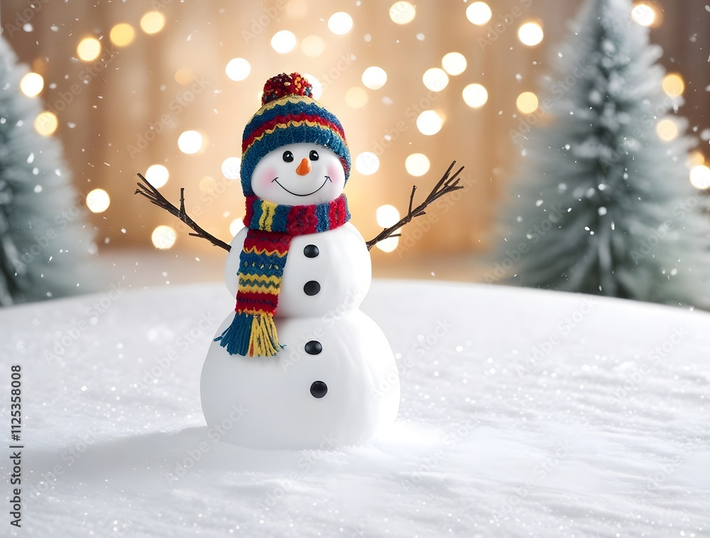 snowman with a beautiful christmas background