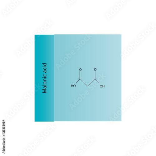 Malonic acid skeletal structure diagram.aliphatic acid compound molecule scientific illustration.