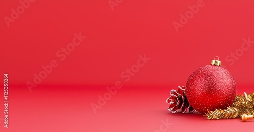 A festive red background adorned with golden and silver Christmas lights, perfect for a Merry Christmas or season's greetings message. The bright decoration makes for an elegant holiday season social