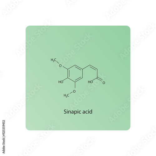 Sinapic acid skeletal structure diagram.hydroxycinnamic acid compound molecule scientific illustration.