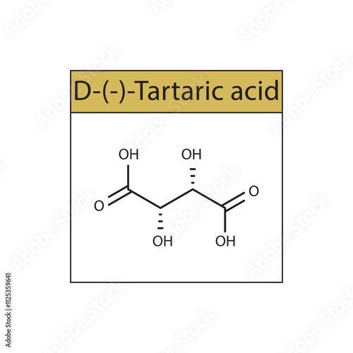 D-(-)-Tartaric acid skeletal structure diagram. compound molecule scientific illustration.