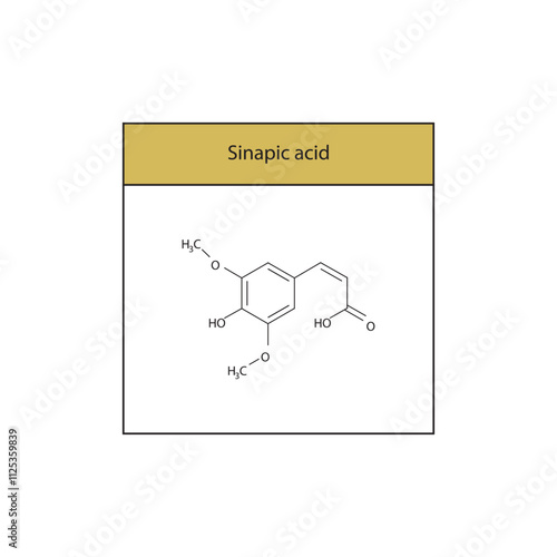 Sinapic acid skeletal structure diagram.hydroxycinnamic acid compound molecule scientific illustration.