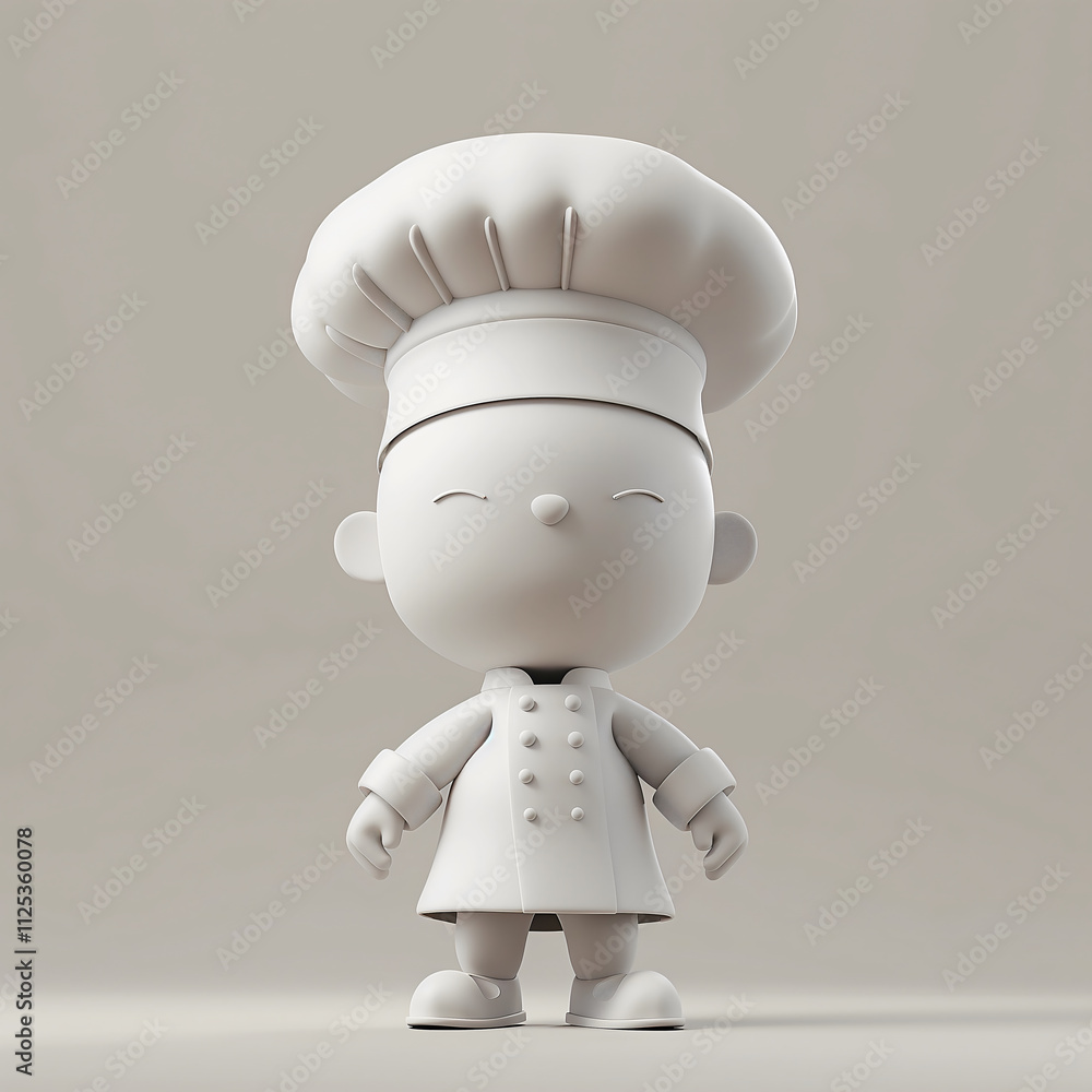 Featuring a cartoon 3D culinary arts instructor in a white outfit, this character stands with confidence. The smooth, rounded edges create a striking visual impact in the design Featuring a cartoon 3D culinary arts instructor in a white outfit, this character stands with confidence. The smooth, rounded edges create a striking visual impact in the design