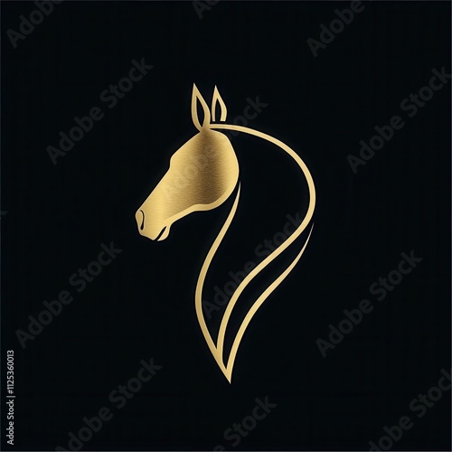 Elegant golden horse head logo design. photo