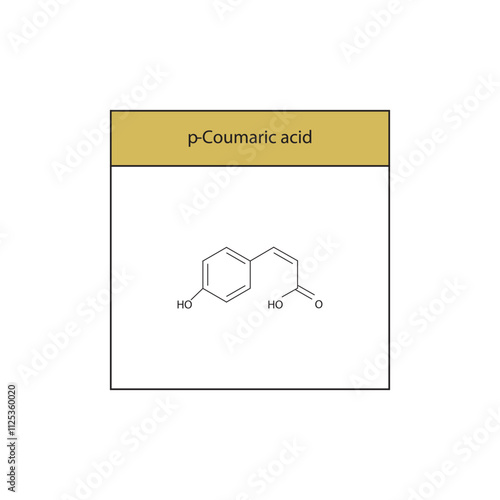 p-Coumaric acid skeletal structure diagram.hydroxycinnamic acid compound molecule scientific illustration. photo