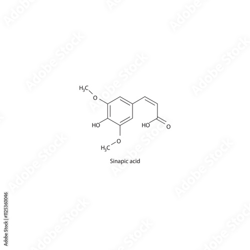 Sinapic acid skeletal structure diagram.hydroxycinnamic acid compound molecule scientific illustration.