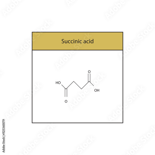 Succinic acid skeletal structure diagram.aliphatic acid compound molecule scientific illustration.