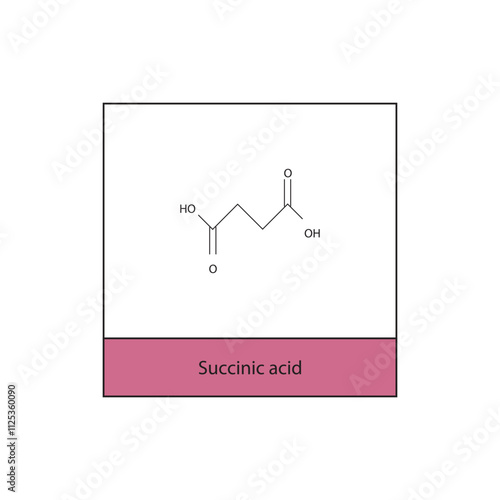 Succinic acid skeletal structure diagram.aliphatic acid compound molecule scientific illustration.