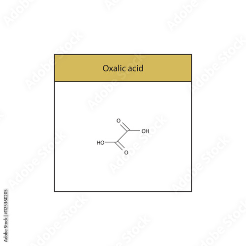Oxalic acid skeletal structure diagram.aliphatic acid compound molecule scientific illustration.