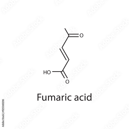 Fumaric acid skeletal structure diagram. compound molecule scientific illustration. photo