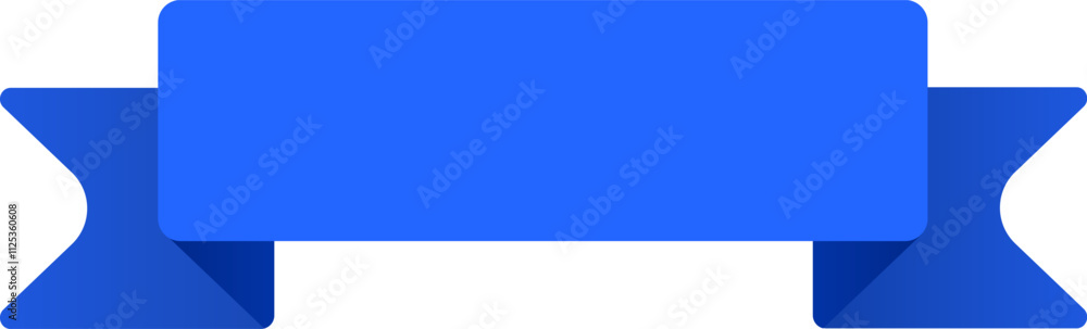 Horizontal blue ribbon banner featuring elegantly folded ends, creating ample copy space for celebratory text or design elements, isolated against a clean white background Horizontal blue ribbon banner featuring elegantly folded ends, creating ample copy space for celebratory text or design elements, isolated against a clean white background