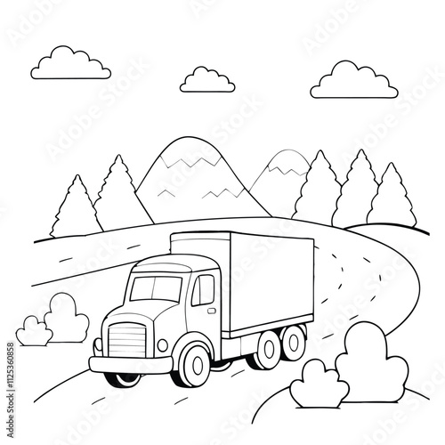 car in the mountains coloring page for kids