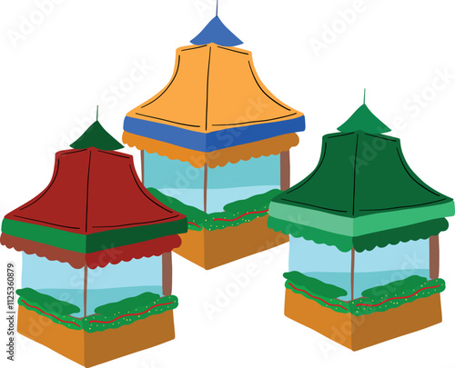 Colorful christmas pavilion illustration design
