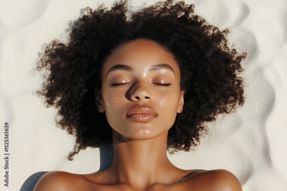 black woman sunbathing on the beach close up, mocha brown colors black woman sunbathing on the beach close up, mocha brown colors
