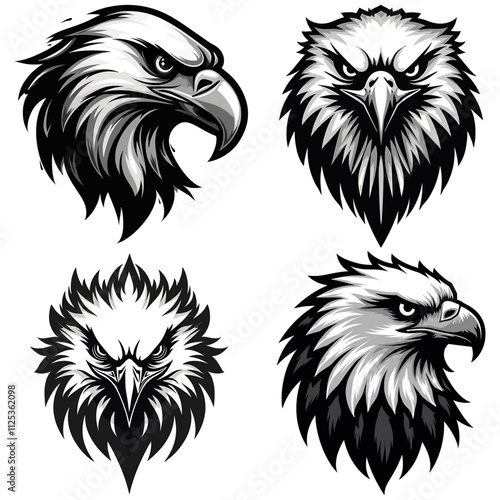Eagle head logo icon vector illustration set