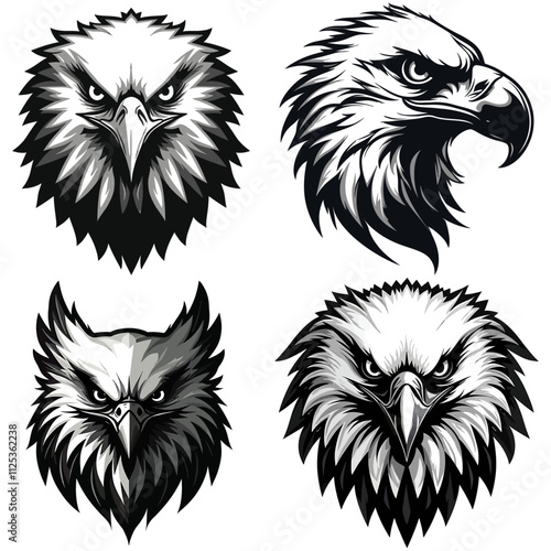 Eagle head logo icon vector illustration set