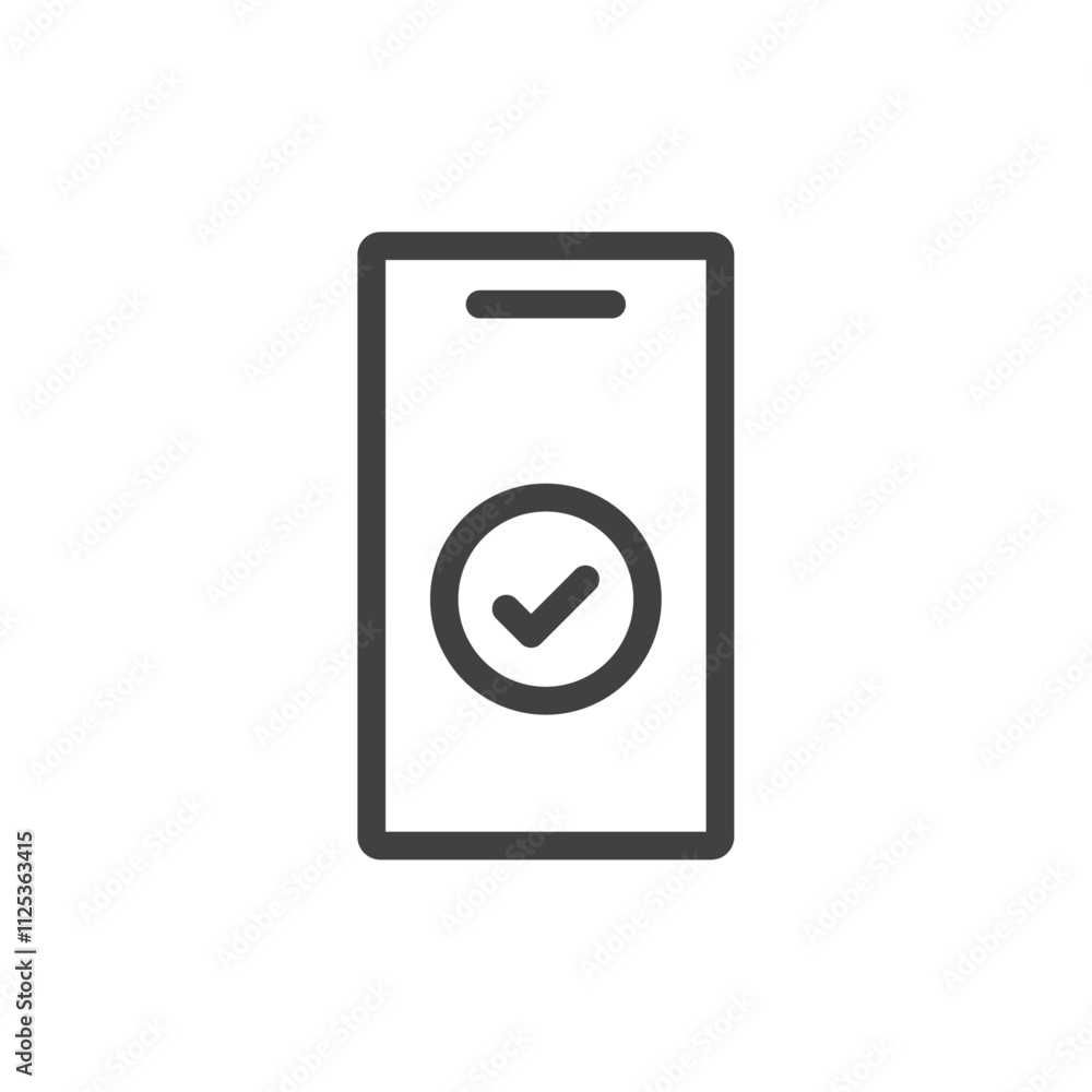Mobile phone with check icon Simple outline vector logo Mobile phone with check icon Simple outline vector logo