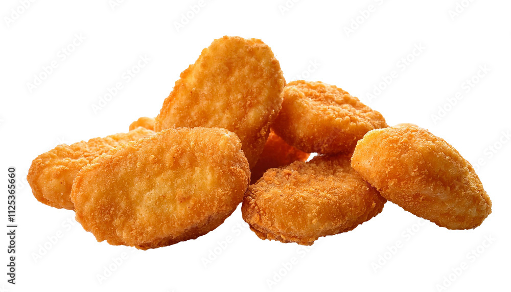 Delicious chicken nuggets forming a tasty pile on transparent background Delicious chicken nuggets forming a tasty pile on transparent background