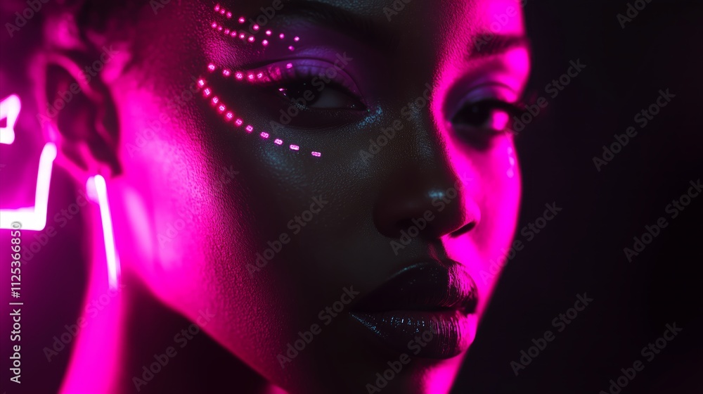 Woman with purple eyeshadow and glitter on her face Woman with purple eyeshadow and glitter on her face