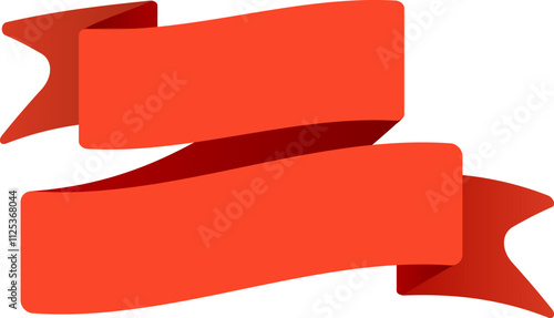 Two vibrant, flowing red ribbons create an elegant and dynamic display, providing plenty of copy space against a bright, clean white background, perfect for various design applications