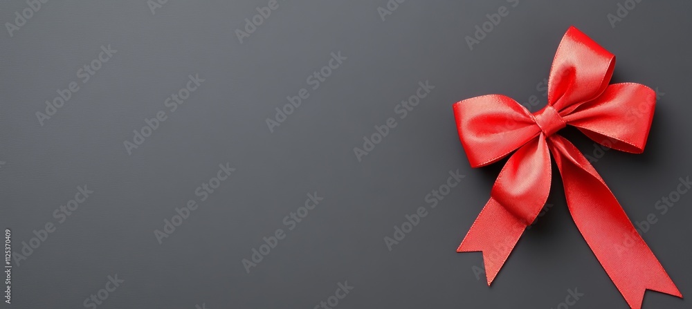 A Merry Christmas gift card with a red ribbon bow on a black, glossy, colorful background, offering blank copy space on a vibrant texture template. A Merry Christmas gift card with a red ribbon bow on a black, glossy, colorful background, offering blank copy space on a vibrant texture template.