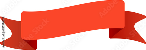 Waving red ribbon banner emphasizing important information, perfect for highlighting sales, promotions, special offers, or adding a touch of elegance to designs