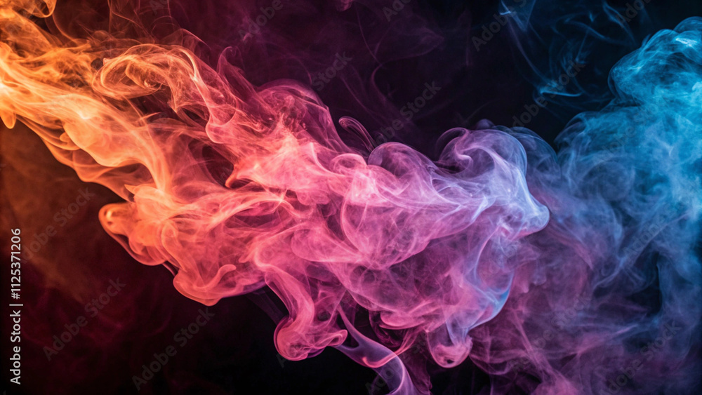 Abstract Colorful Smoke Swirls on Black Background Abstract Colorful Smoke Swirls on Black Background