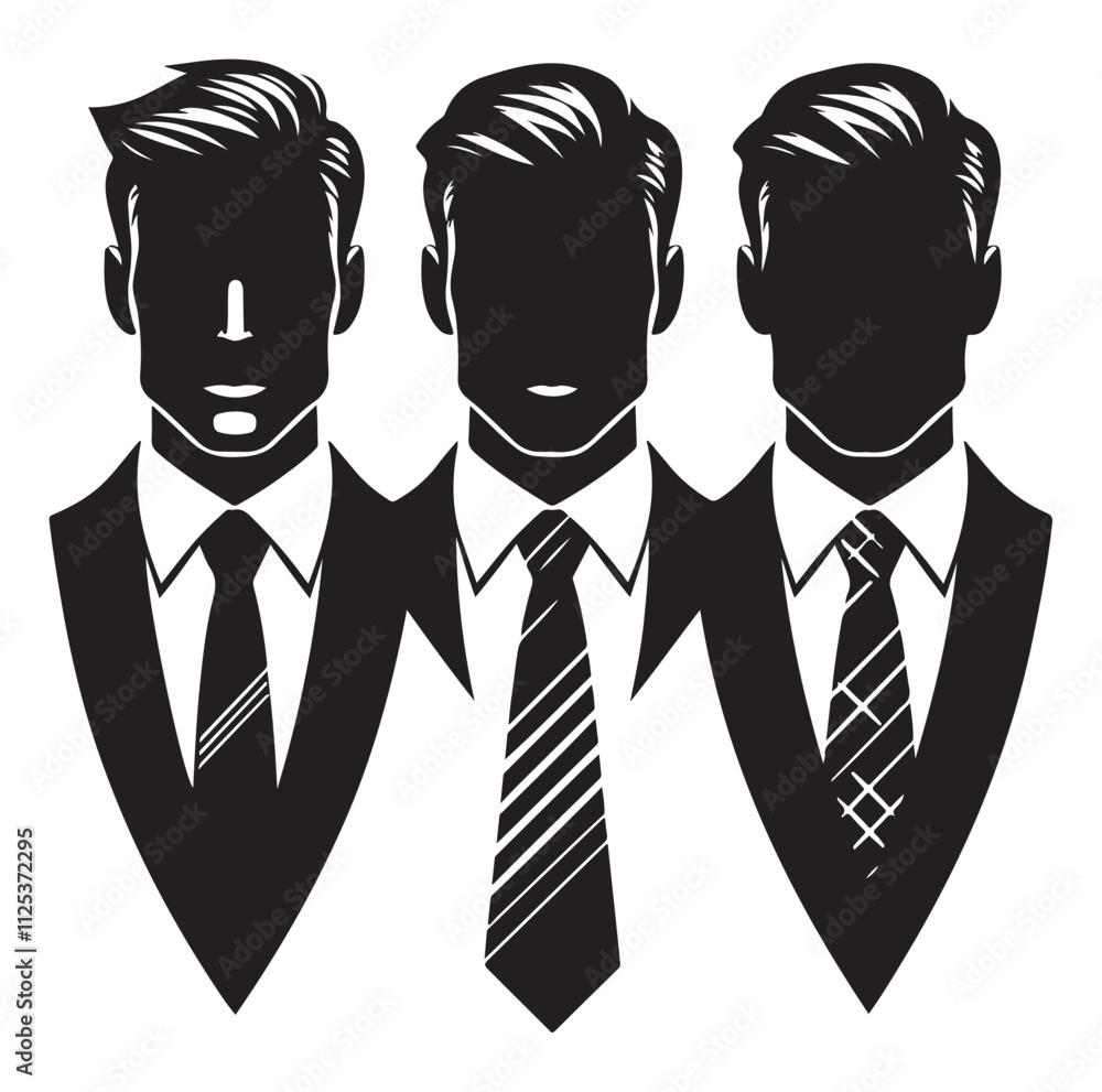man formal tie set silhouette vector illustration man formal tie set silhouette vector illustration