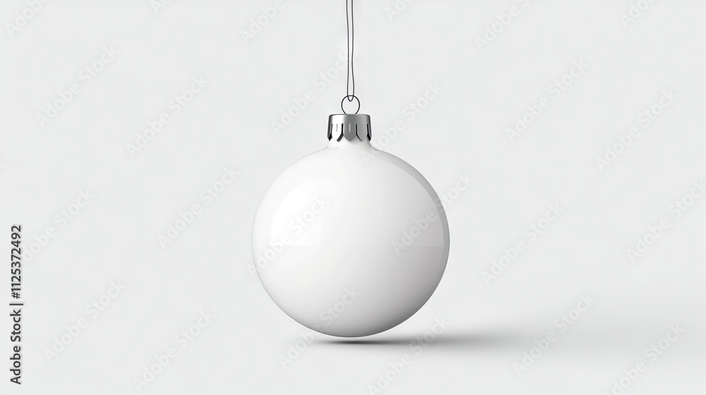 A 3D rendering of a transparent, glossy glass Christmas ball bauble, blank and silver, hanging upright from the top, isolated. A 3D rendering of a transparent, glossy glass Christmas ball bauble, blank and silver, hanging upright from the top, isolated.