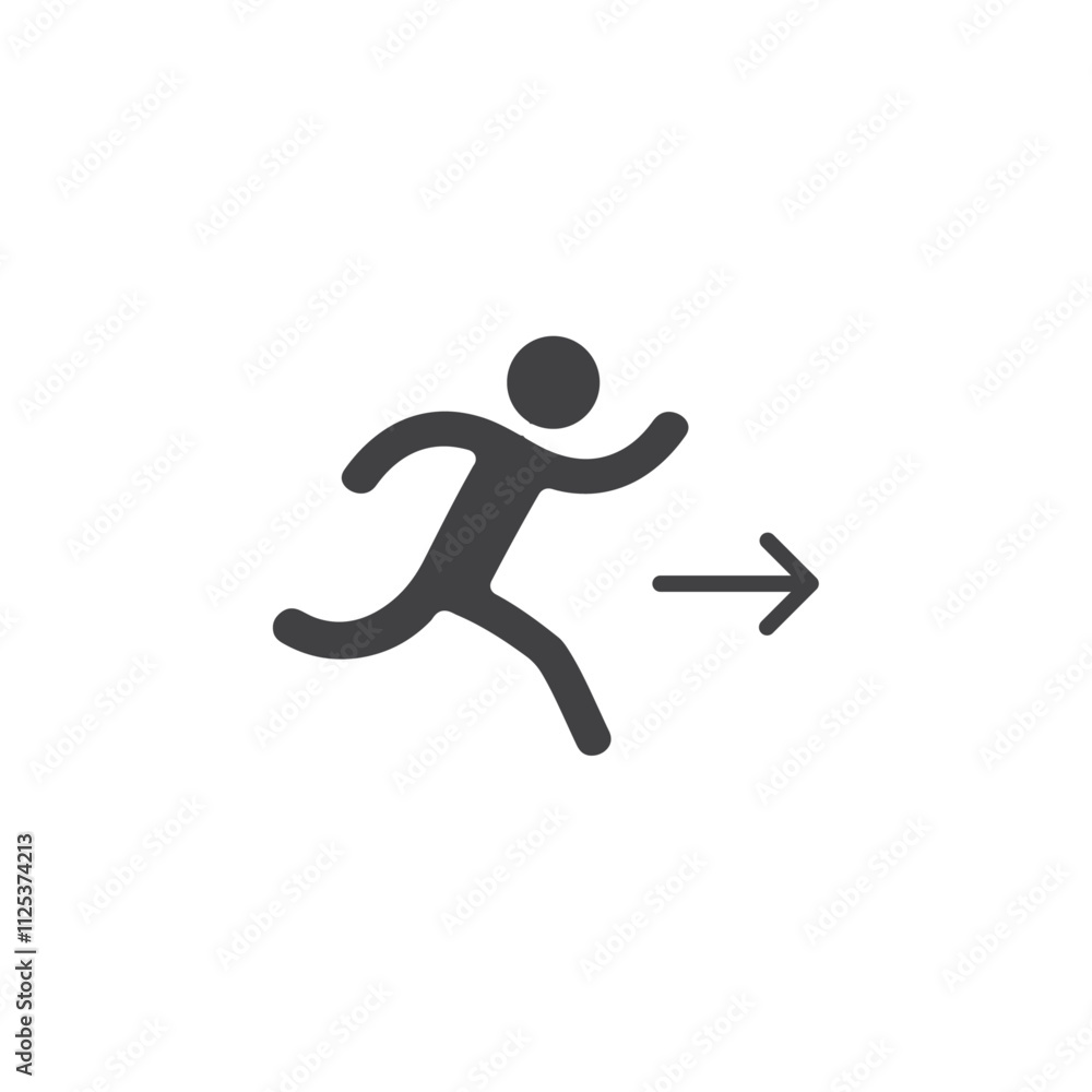 Person running with an arrow icon simple vector symbol Person running with an arrow icon simple vector symbol