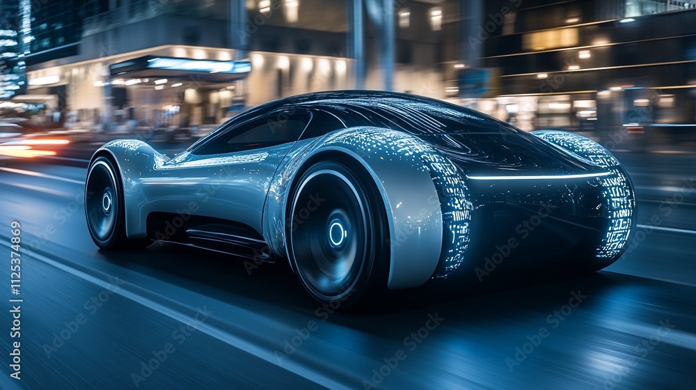 Futuristic self-driving car navigating city streets seamlessly using advanced AI algorithms.
Futuristic self-driving car navigating city streets seamlessly using advanced AI algorithms.
