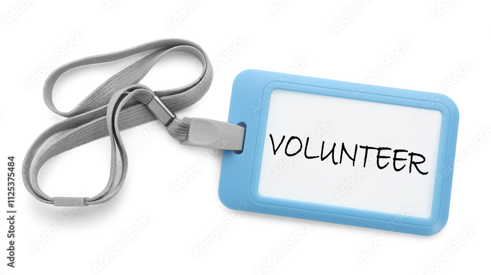 Badge with word Volunteer isolated on white Badge with word Volunteer isolated on white