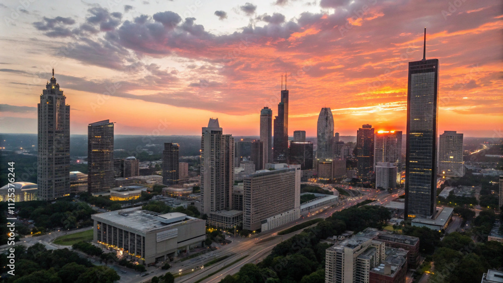 Fototapeta premium Atlanta Skyline at Sunrise, Georgia, USA