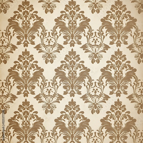 A vintage-style damask pattern in light brown perfect for creating an elegant and timeless background or design element. photo