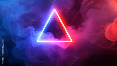 Wallpaper Mural Neon triangle with colorful smoke on dark background, futuristic abstract design concept Torontodigital.ca