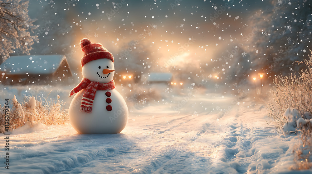 Fototapeta premium Festive Snowman in a Winter Wonderland